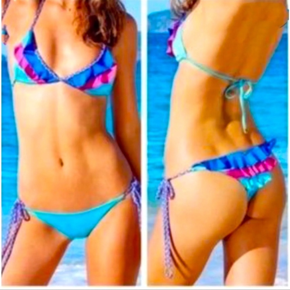 Beach bunny ruffle bikini - top Small bottoms XS